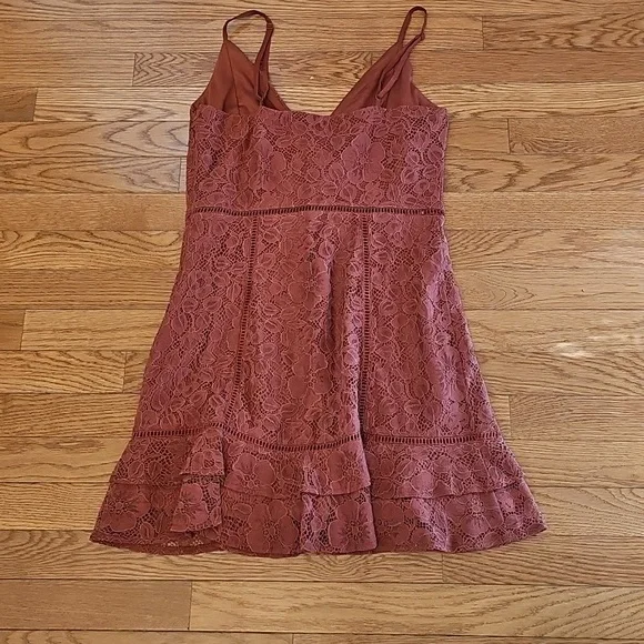 Sweet Like Candy Light Brown Lace Ruffle Mini Dress - Picture 6 of 6